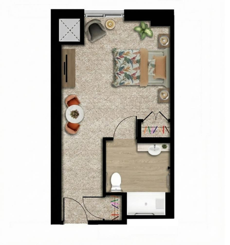 Amica Balmoral - Memory Care studio suite floorplan Amica Balmoral - Memory Care studio (suite 203, 448 sq. ft.) floorplan