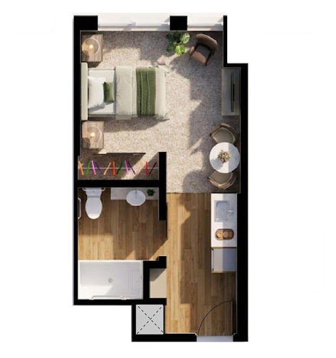 Amica Kerrisdale - Assisted Living studio suite floorplan Amica Kerrisdale - Assisted Living studio (suite 417; 366 sq. ft.) floorplan