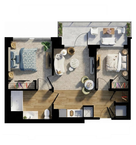 Amica Kerrisdale - Independent Living one-bedroom, den, floorplan