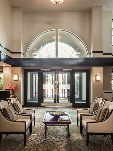 Main lobby at Amica Beechwood Village senior living residence.