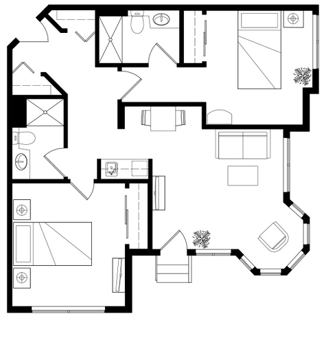 Amica Beechwood Independent Senior Living Two Bedroom Sample Floor Plan