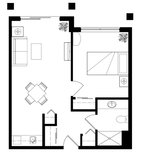 Amica Beechwood Independent Living One Bedroom Sample Floor Plan