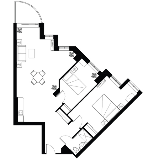 Amica Erin Mils Independent Senior Living Two Bedroom Sample Floor Plan