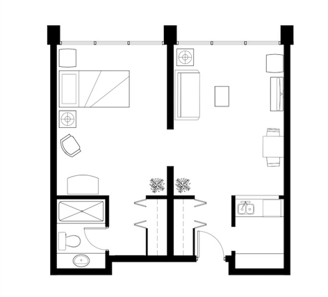 Arbutus Manor 1 bedroom Floor plan- Suite 104