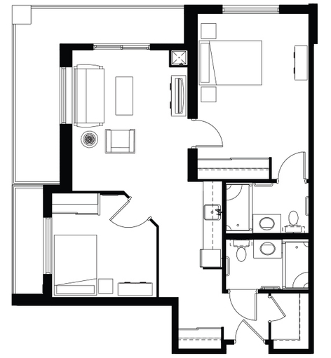 Thornhill - Independent Living - Two Bedroom Suite 305 floorplan.