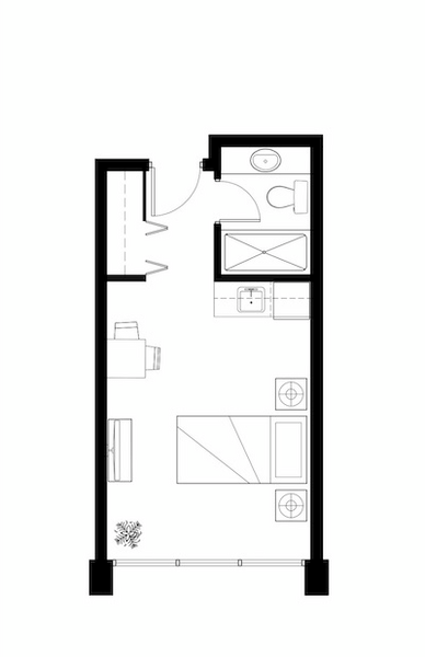 Arbutus Manor Studio Floor plan- Suite 110