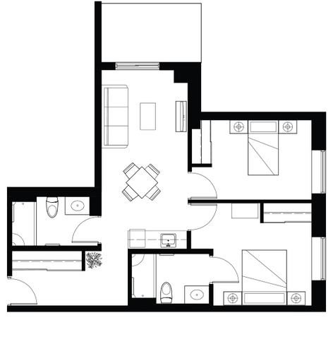Amica Newmarket Independent Senior Living Two Bedroom Sample Floor Plan