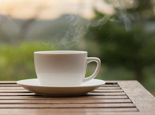 Steaming teacup at Amica senior living residence.