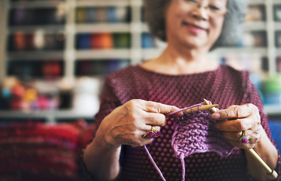 Image for Conversations Article Kindness begins at home. Amica senior knitting.