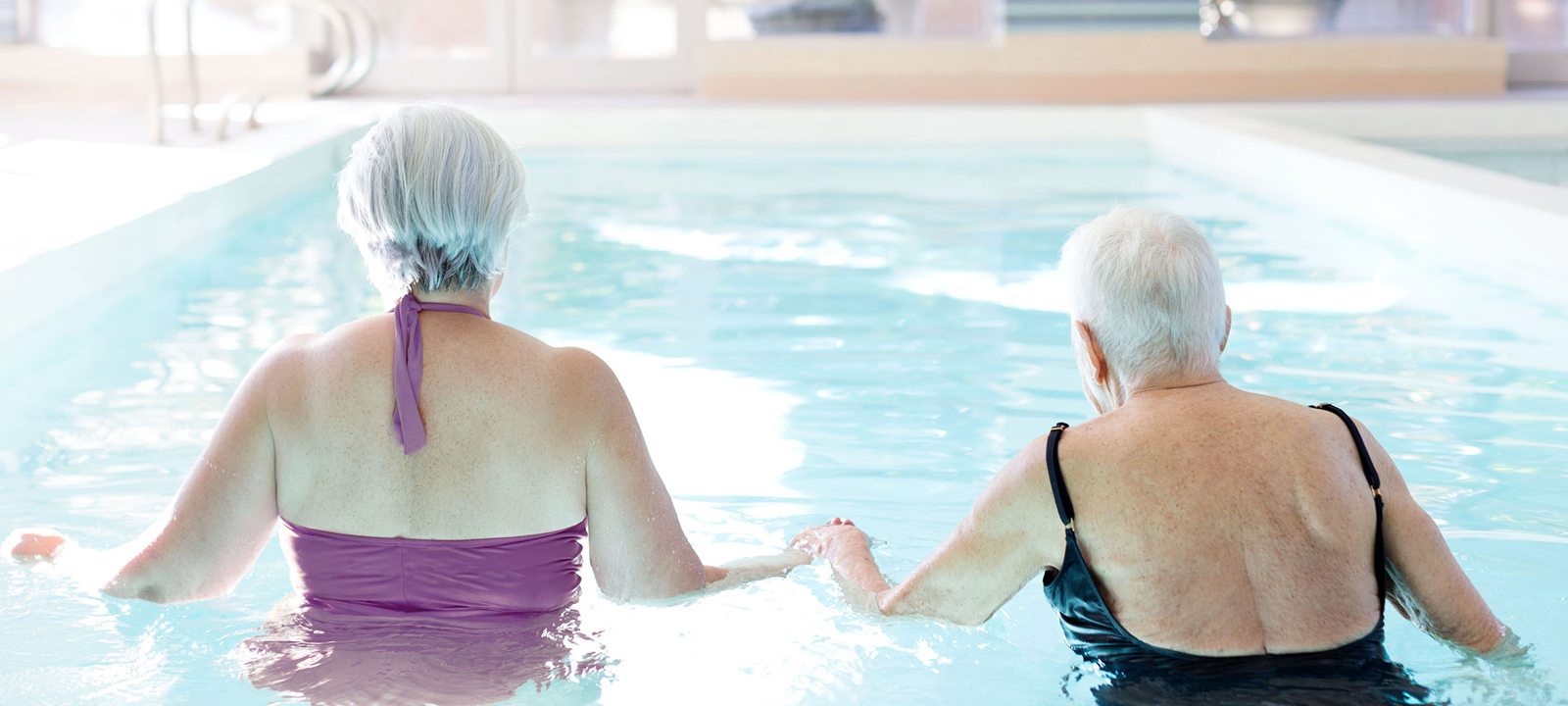 Indoor swimming pool at Amica West Vancouver senior retirement residence.