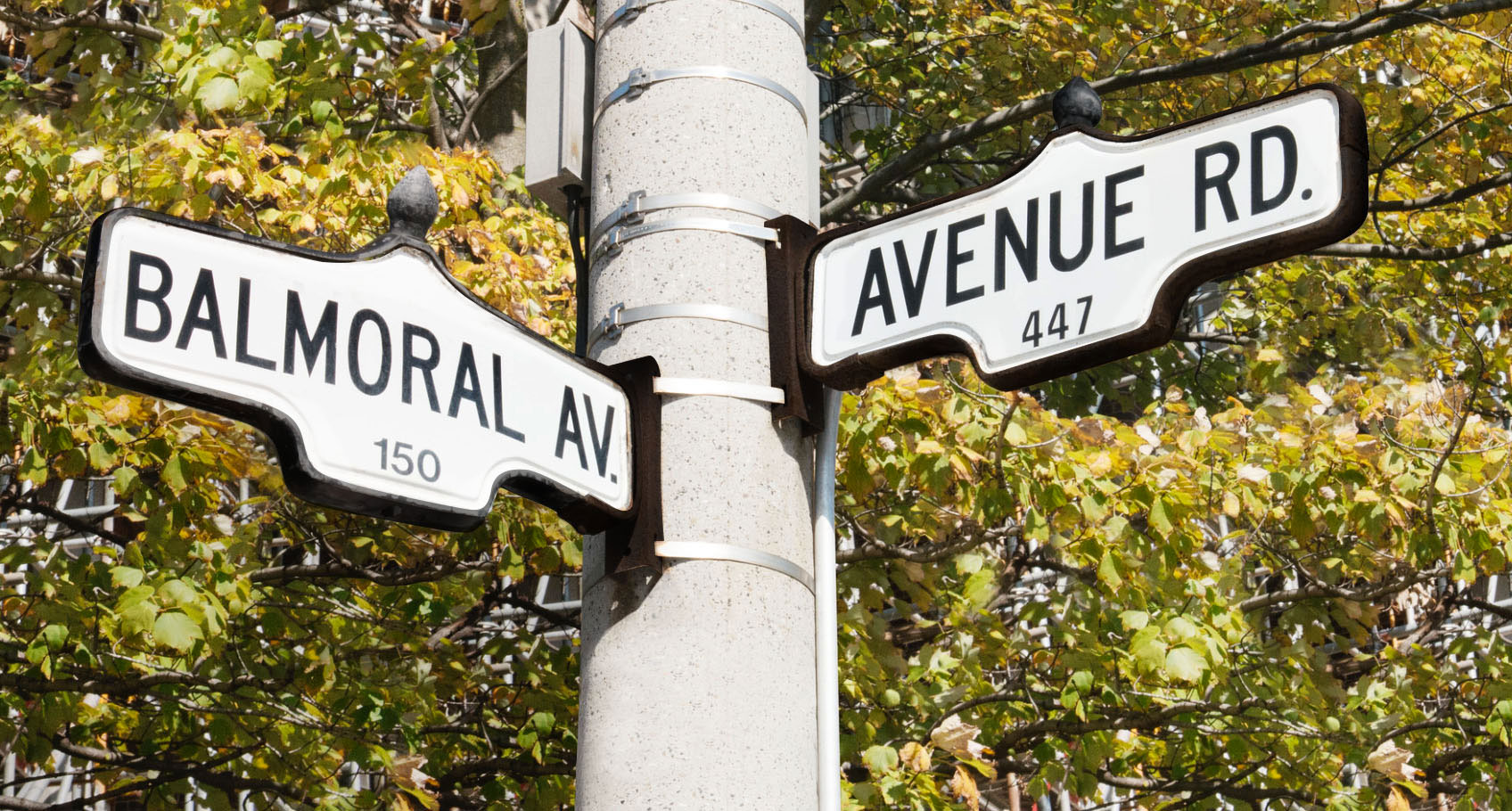 Amica Balmoral Club senior living residence street signs.