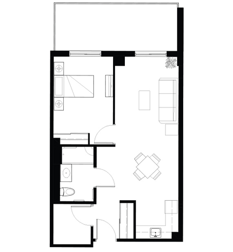 Amica Newmarket Independent Senior Living One Bedroom Sample Floor Plan