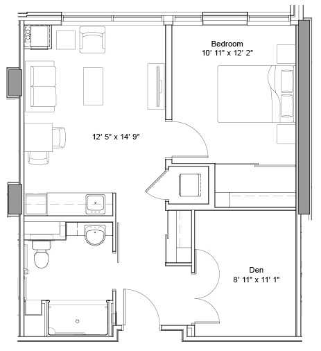 TheGlebe_OneBedDen_IL_Floorplan