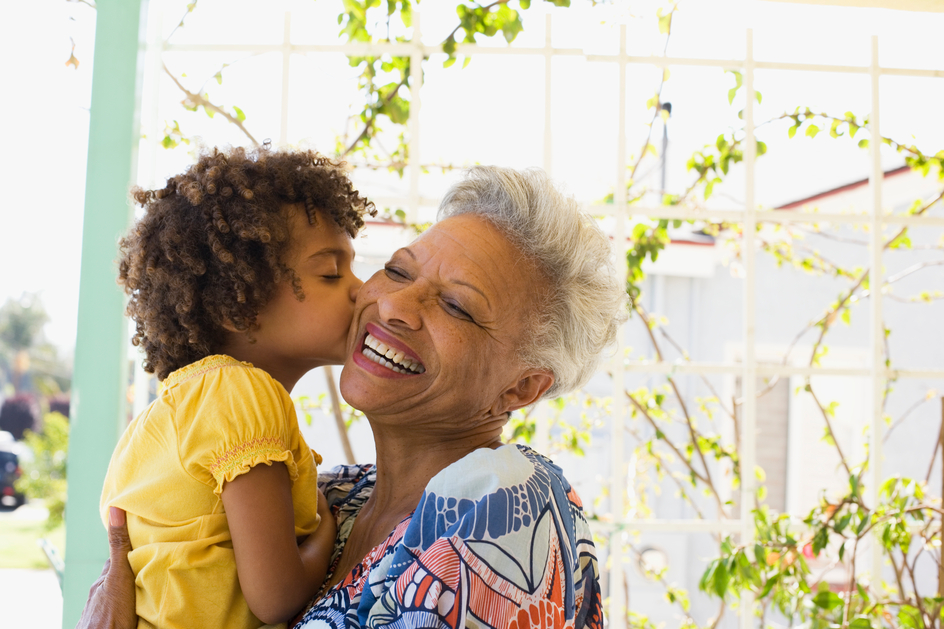 Image for Conversations Article Talk to children teens about dementia. Senior hugging grandchild.