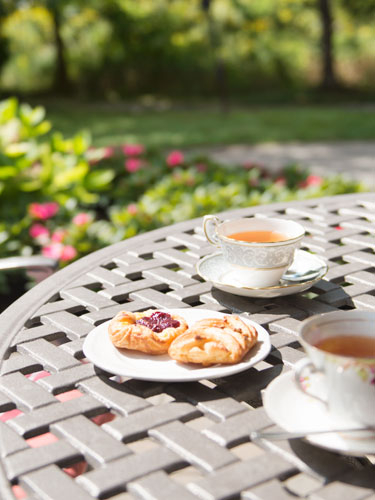 Pastries and tea at Amica Newmarket senior retirement residence.
